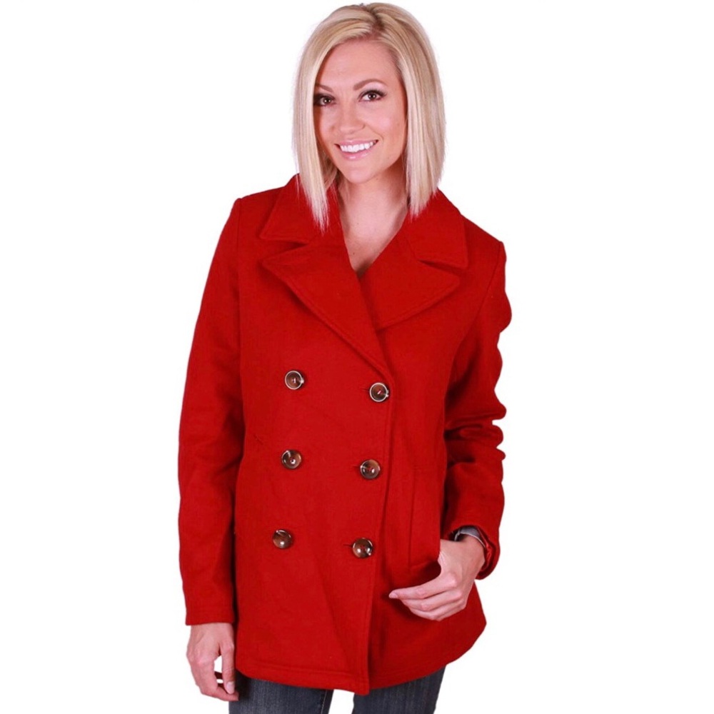 KRISTEN BLAKE | Red 100% Lambs Wool | Pea Coat
